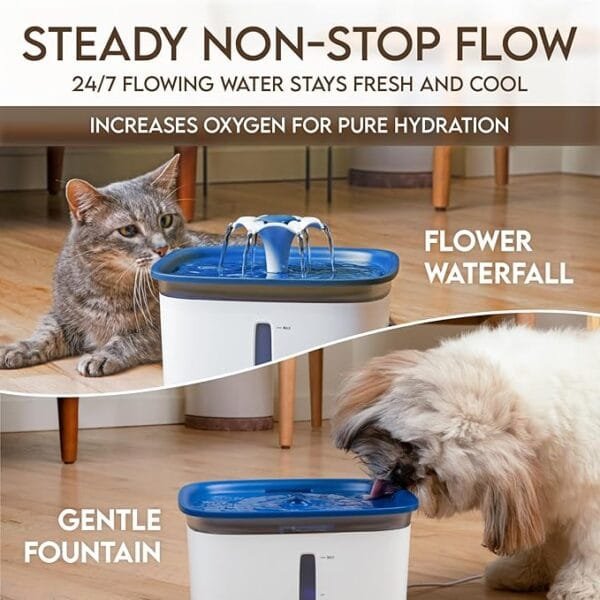Veken 95oz2.8L Pet Fountain, Automatic Cat Water Fountain Dog Water Dispenser with Replacement Filters for Cats, Dogs, Multiple Pets (Blue, Plastic) - Image 4