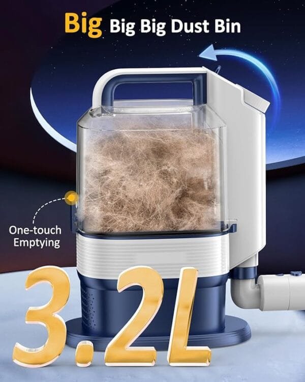 Dog Grooming Vacuum Kit, 3.2L Dust Cup Pet Grooming Vacuum for Dogs Cats with Cordless Clipper, 12000pa 6 Pet Grooming Tools Dog Brush Vacuum for Shedding Home Cleaning, Low Noise Dog Cat Hair Remover - Image 2