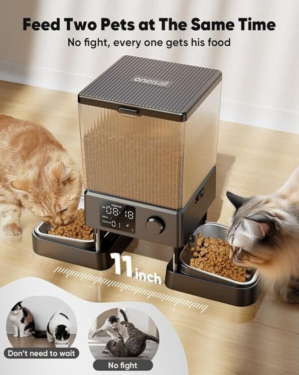 oneisall Automatic Cat Feeder for 2 Cats, 20 Cups5L Automatic Cat Food Dispenser for Small Pets Indoor, Timed Cat Feeder for Dry Food